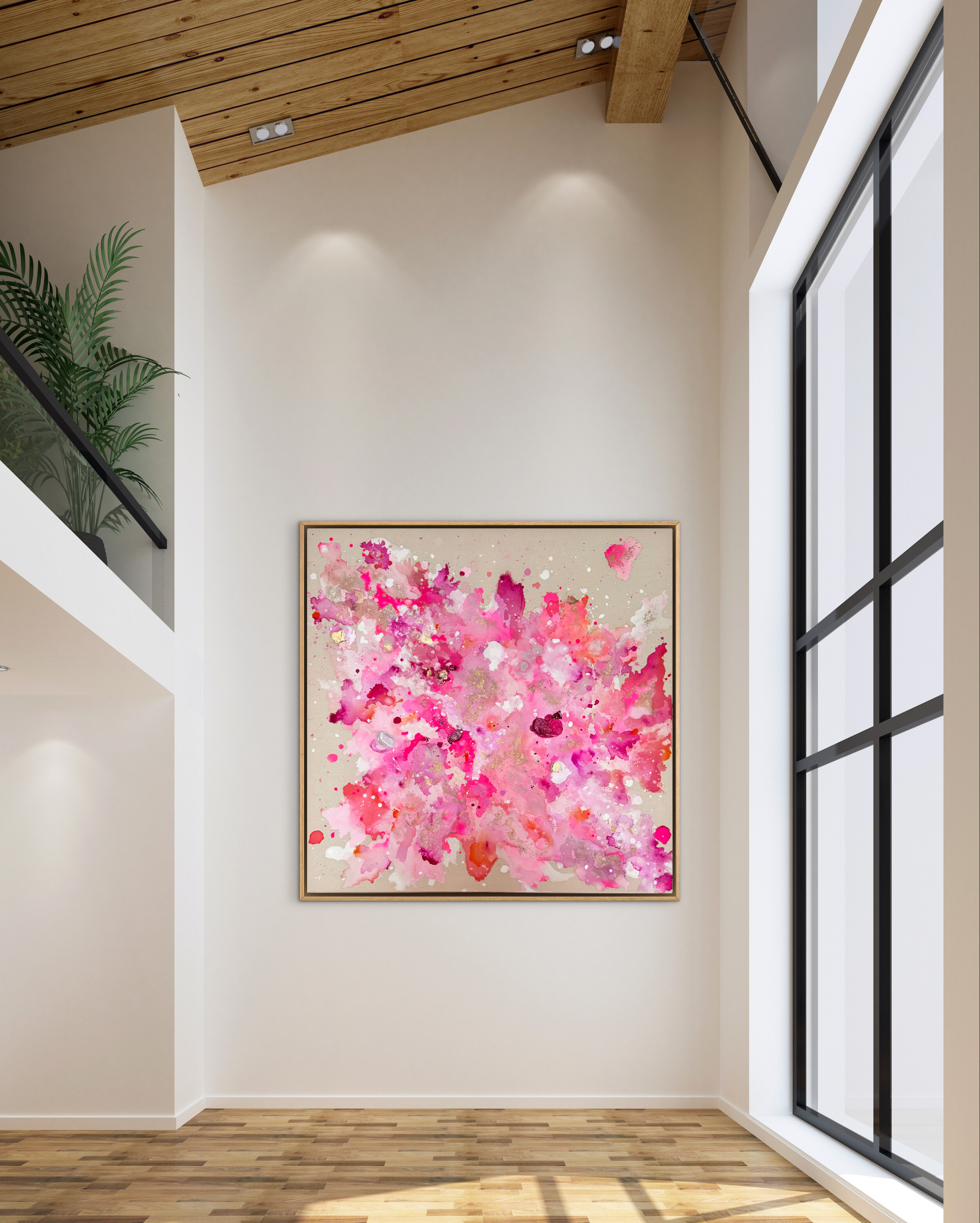 Pure-Unfolding, 2026, Acryl, Gold und Strukturelemente auf roher Baumwollleinwand, Ansicht 4